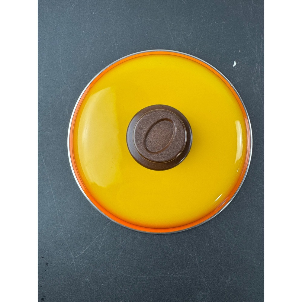Vintage Enamel Pot Lid Yellow‎ Orange Ombre Gradient Retro Replacement 8.25 Inch